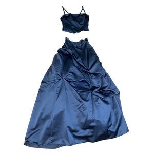 Alfred Angelo Strapless Indigo Two-Piece Dress Size 8 Satin & Tulle